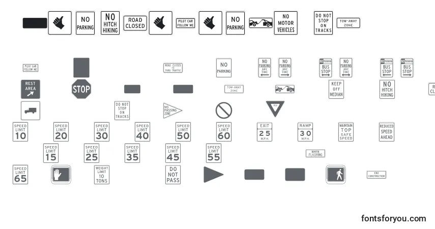 Schriftart InterstatepiTwo – Alphabet, Zahlen, spezielle Symbole