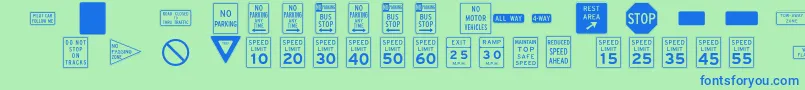 InterstatepiTwo Font – Blue Fonts on Green Background