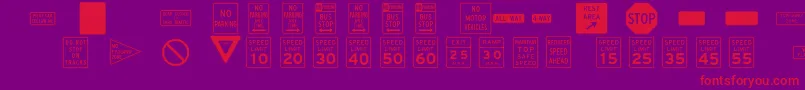 InterstatepiTwo-fontti – punaiset fontit violetilla taustalla