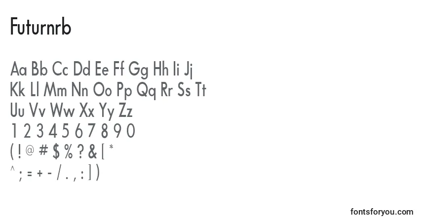 Czcionka Futurnrb – alfabet, cyfry, specjalne znaki