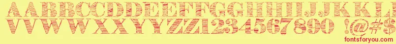 Stonestoryebo-Schriftart – Rote Schriften auf gelbem Hintergrund