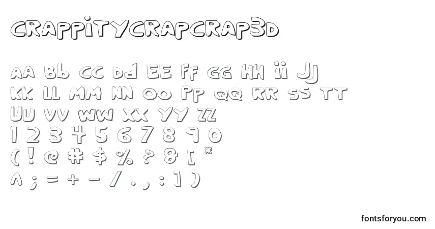 A fonte CrappityCrapCrap3D – alfabeto, números, caracteres especiais