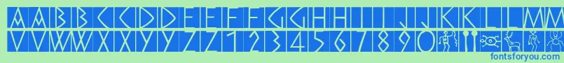 Preromancaps Font – Blue Fonts on Green Background