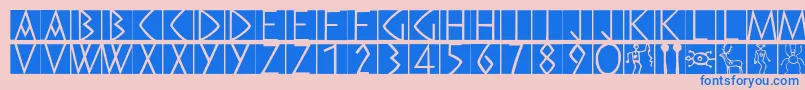 Preromancaps Font – Blue Fonts on Pink Background