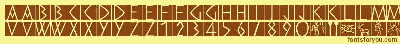 Preromancaps Font – Brown Fonts on Yellow Background