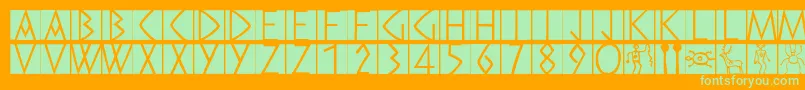 Preromancaps Font – Green Fonts on Orange Background