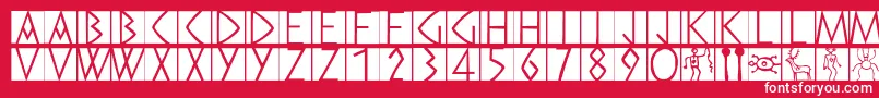 Czcionka Preromancaps – białe czcionki na czerwonym tle