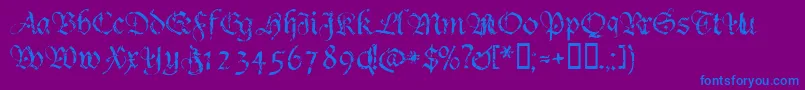 フォントCrumble ffy – 紫色の背景に青い文字