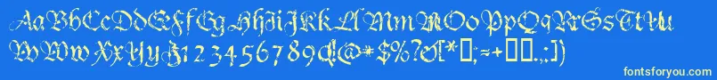 Crumble ffy-Schriftart – Gelbe Schriften auf blauem Hintergrund