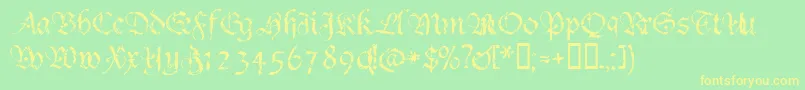 Crumble ffy-Schriftart – Gelbe Schriften auf grünem Hintergrund