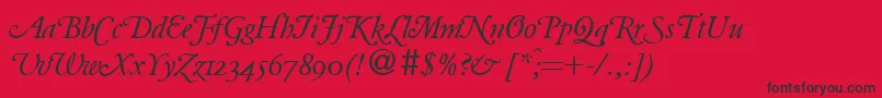 Fonte ClassicgaramondswashRegularitalicDb – fontes pretas em um fundo vermelho
