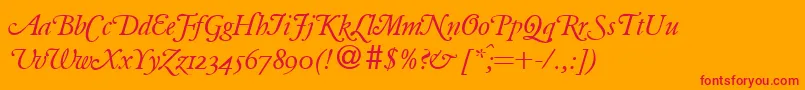 Шрифт ClassicgaramondswashRegularitalicDb – красные шрифты на оранжевом фоне