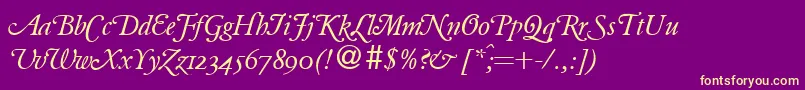 ClassicgaramondswashRegularitalicDb Font – Yellow Fonts on Purple Background