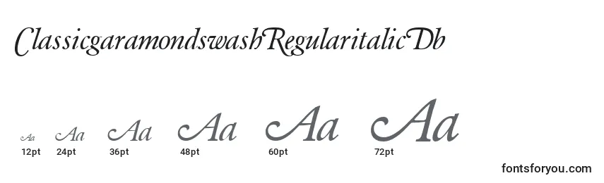 Größen der Schriftart ClassicgaramondswashRegularitalicDb