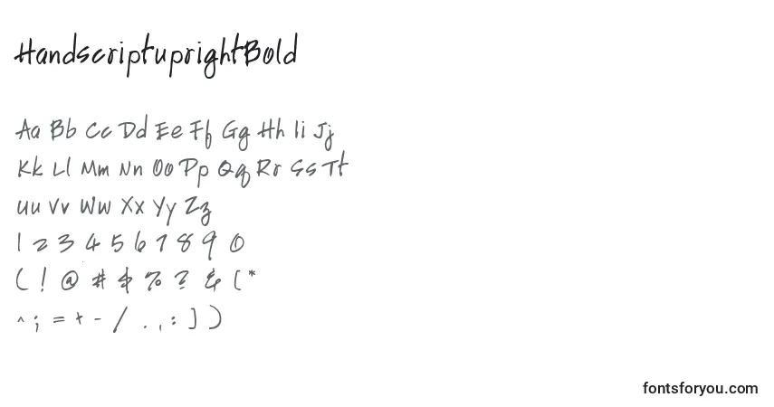 A fonte HandscriptuprightBold – alfabeto, números, caracteres especiais
