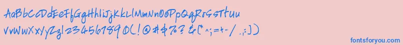 HandscriptuprightBold-Schriftart – Blaue Schriften auf rosa Hintergrund