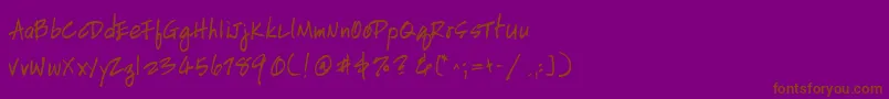 Weitere Informationen zur HandscriptuprightBold-Schriftart HandscriptuprightBold-Schriftart – Braune Schriften auf violettem Hintergrund