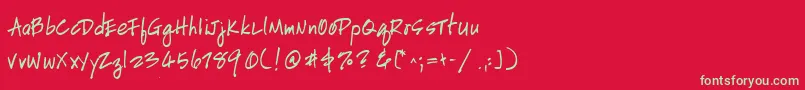 HandscriptuprightBold Font – Green Fonts on Red Background