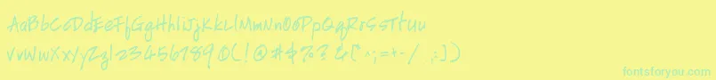 HandscriptuprightBold Font – Green Fonts on Yellow Background