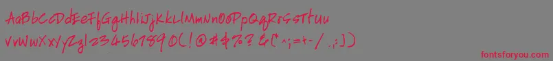 HandscriptuprightBold Font – Red Fonts on Gray Background