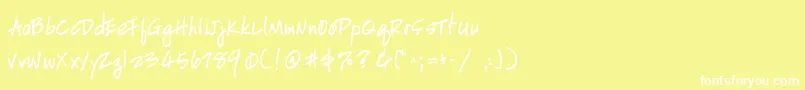 フォントHandscriptuprightBold – 黄色い背景に白い文字