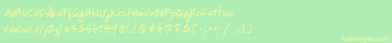 フォントHandscriptuprightBold – 黄色の文字が緑の背景にあります