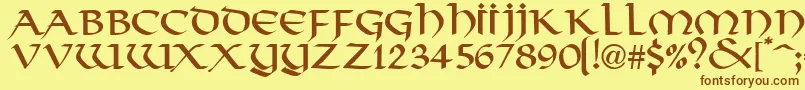 ValhallaNormal Font – Brown Fonts on Yellow Background