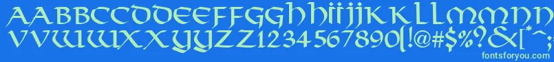 ValhallaNormal Font – Green Fonts on Blue Background