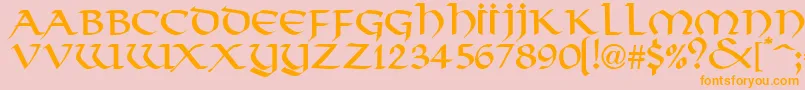 ValhallaNormal-Schriftart – Orangefarbene Schriften auf rosa Hintergrund