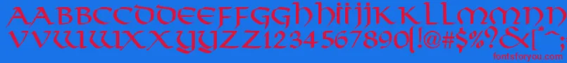 ValhallaNormal Font – Red Fonts on Blue Background