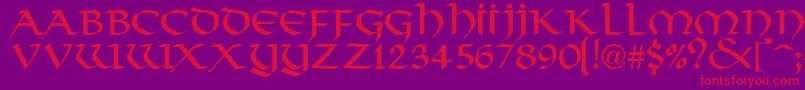 ValhallaNormal-fontti – punaiset fontit violetilla taustalla