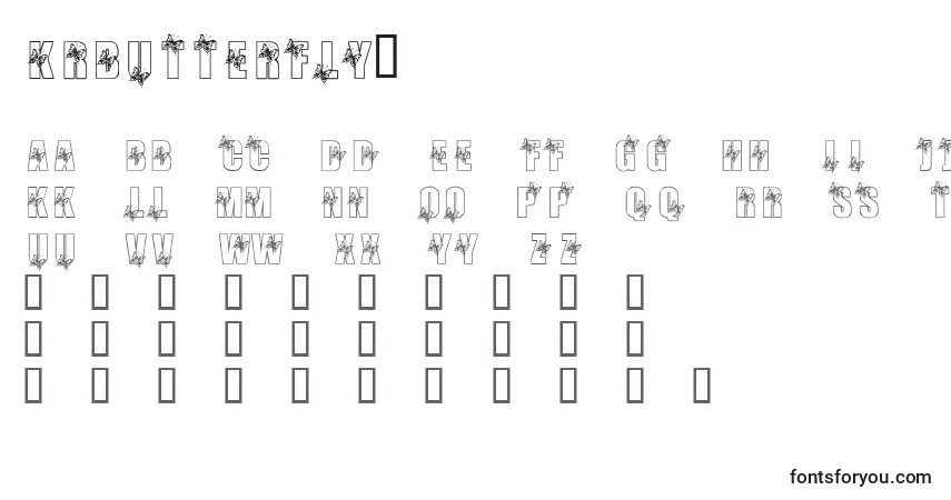 Czcionka KrButterfly3 – alfabet, cyfry, specjalne znaki