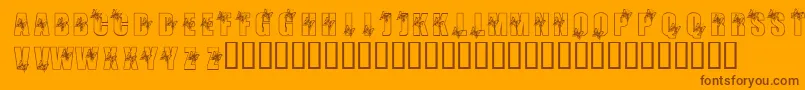 KrButterfly3-Schriftart – Braune Schriften auf orangefarbenem Hintergrund