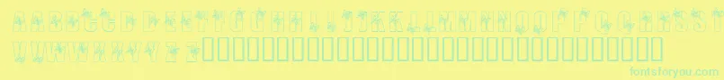 KrButterfly3 Font – Green Fonts on Yellow Background