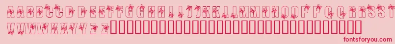 KrButterfly3-Schriftart – Rote Schriften auf rosa Hintergrund