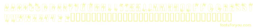 KrButterfly3-Schriftart – Gelbe Schriften auf weißem Hintergrund