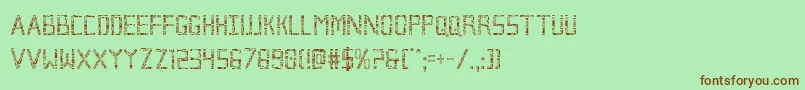 フォントBrokencyborgcond – 緑の背景に茶色のフォント