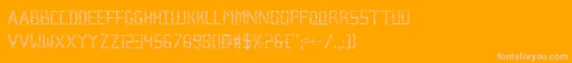 Brokencyborgcond-fontti – vaaleanpunaiset fontit oranssilla taustalla