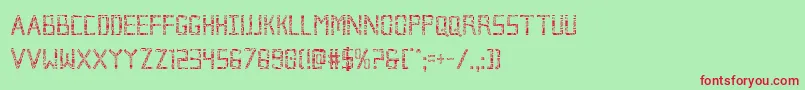 Brokencyborgcond-Schriftart – Rote Schriften auf grünem Hintergrund