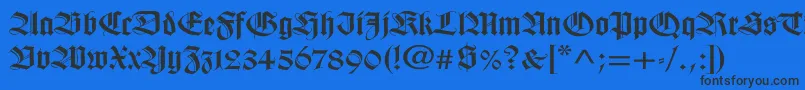 WilhelmklingsporgotischWd-Schriftart – Schwarze Schriften auf blauem Hintergrund