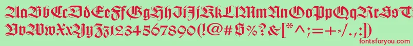 WilhelmklingsporgotischWd Font – Red Fonts on Green Background