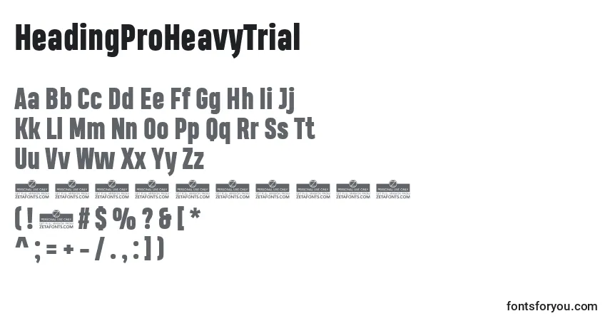 Шрифт HeadingProHeavyTrial – алфавит, цифры, специальные символы