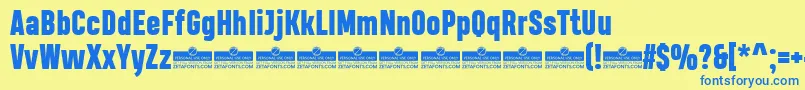 HeadingProHeavyTrial Font – Blue Fonts on Yellow Background