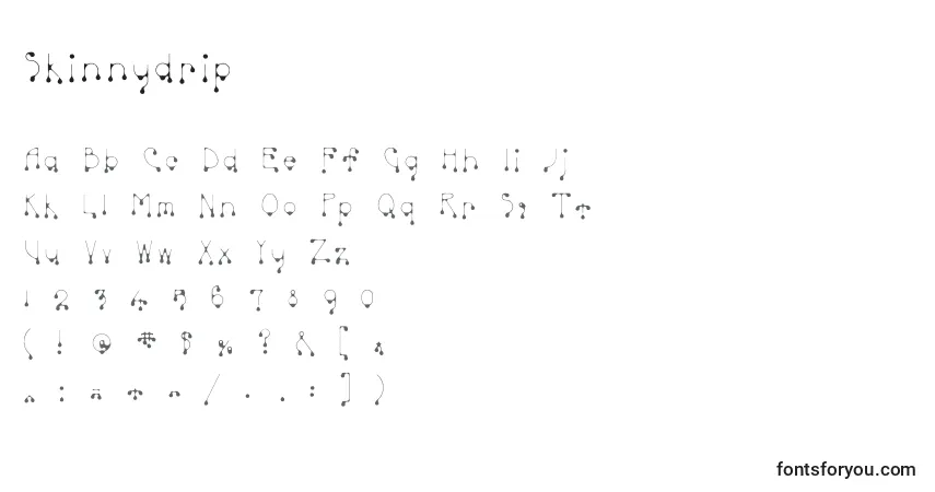 Czcionka Skinnydrip – alfabet, cyfry, specjalne znaki