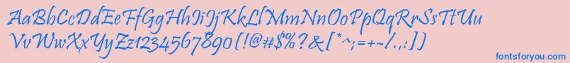 フォントPristina – ピンクの背景に青い文字