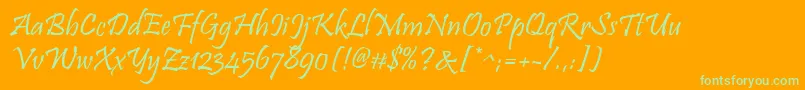 Pristina Font – Green Fonts on Orange Background