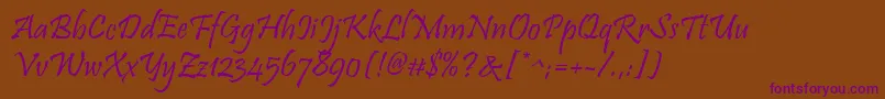 Pristina Font – Purple Fonts on Brown Background