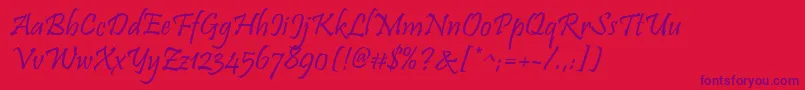 Pristina-Schriftart – Violette Schriften auf rotem Hintergrund