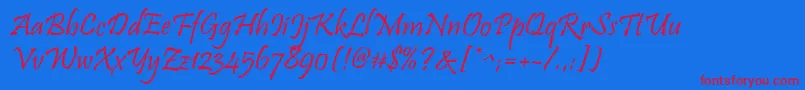 Pristina Font – Red Fonts on Blue Background