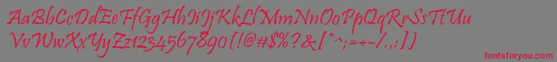Pristina Font – Red Fonts on Gray Background